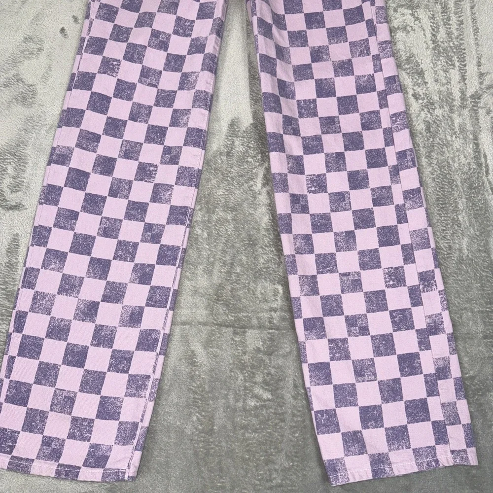 Pacsun Jeans Womens 24 Pink Purple Checkered Denim‎ Pants 90s Boyfriend Jeans